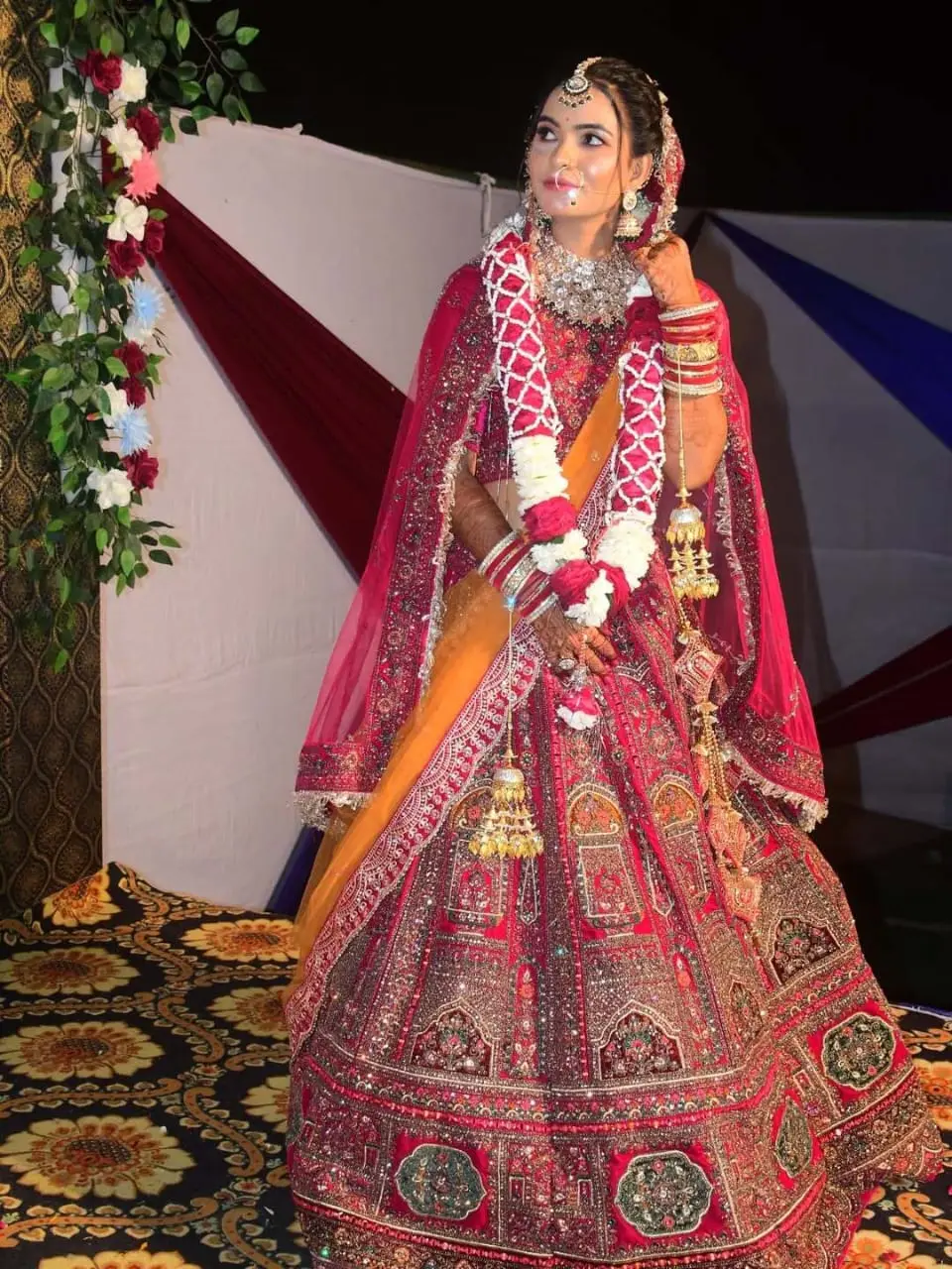 Architectural Embroidered Bridal Lehenga in Pink and Gold Bridal Lehenga with Palace Arch and Jharokha Embroidery